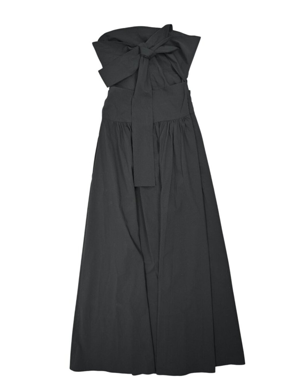 St. Agni Gathered Strapless Tie Back Dress in Black